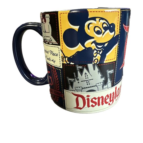 Disneyland Resort Mug Coffee Patchwork Mug Vintage 1955 Retro 14oz Excellent Vtg - Picture 7 of 7